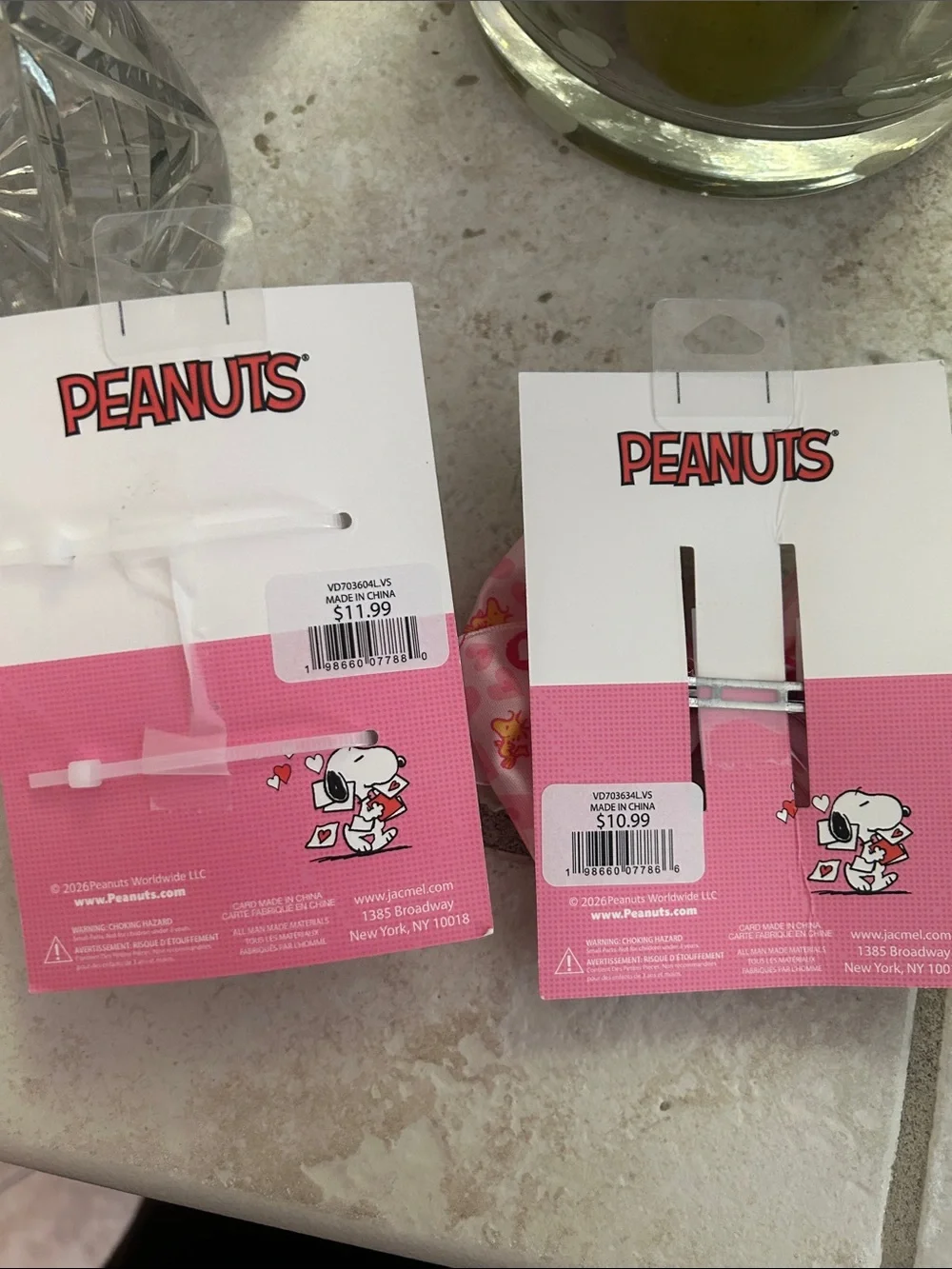 Peanuts Pink Snoopy Heart Bow and Clip Set